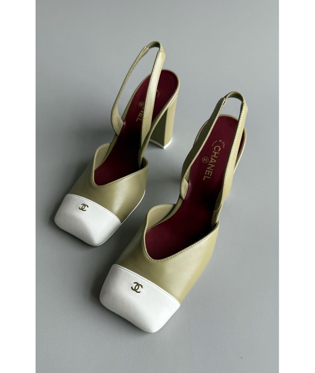 CHANEL Хаки кожаные туфли, фото 3