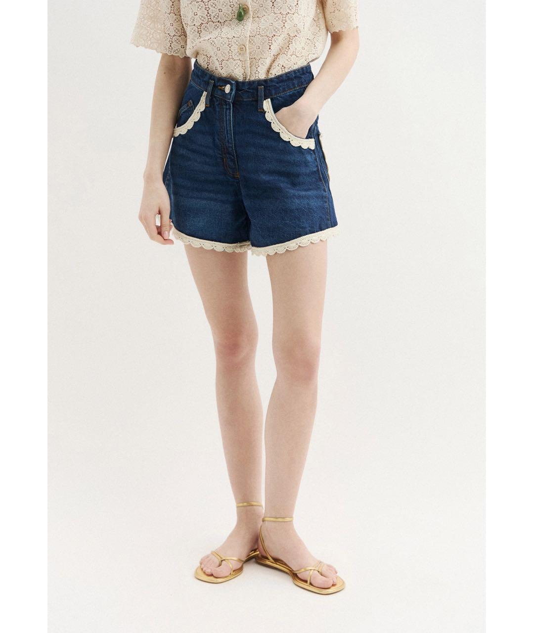 MAJE Темно-синие хлопковые шорты, фото 7