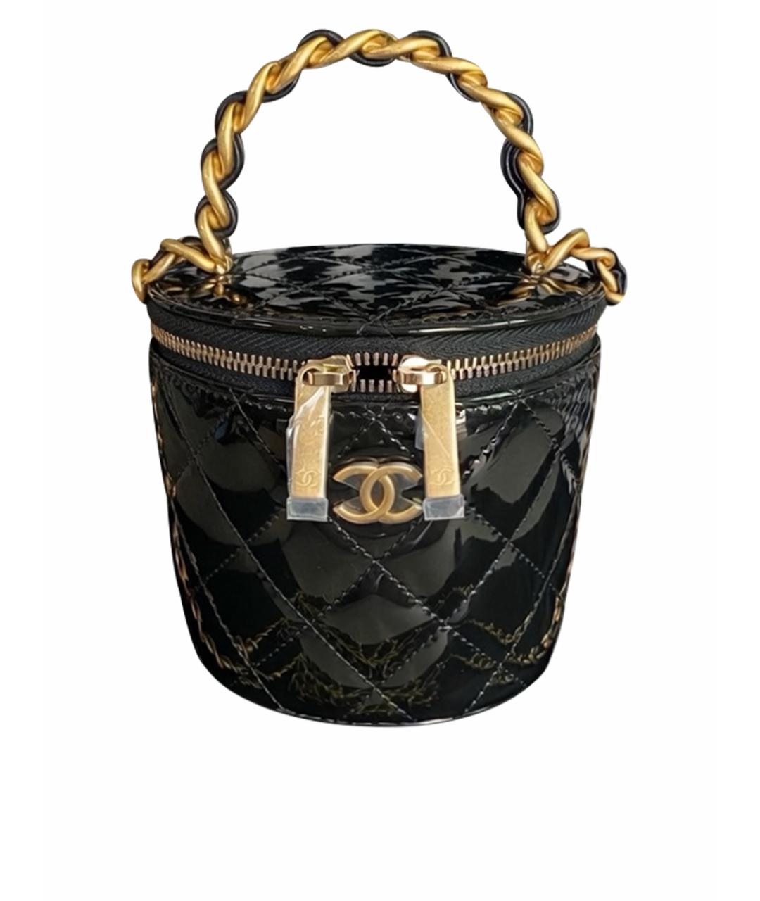 CHANEL Черная сумка через плечо из лакированной кожи, фото 1
