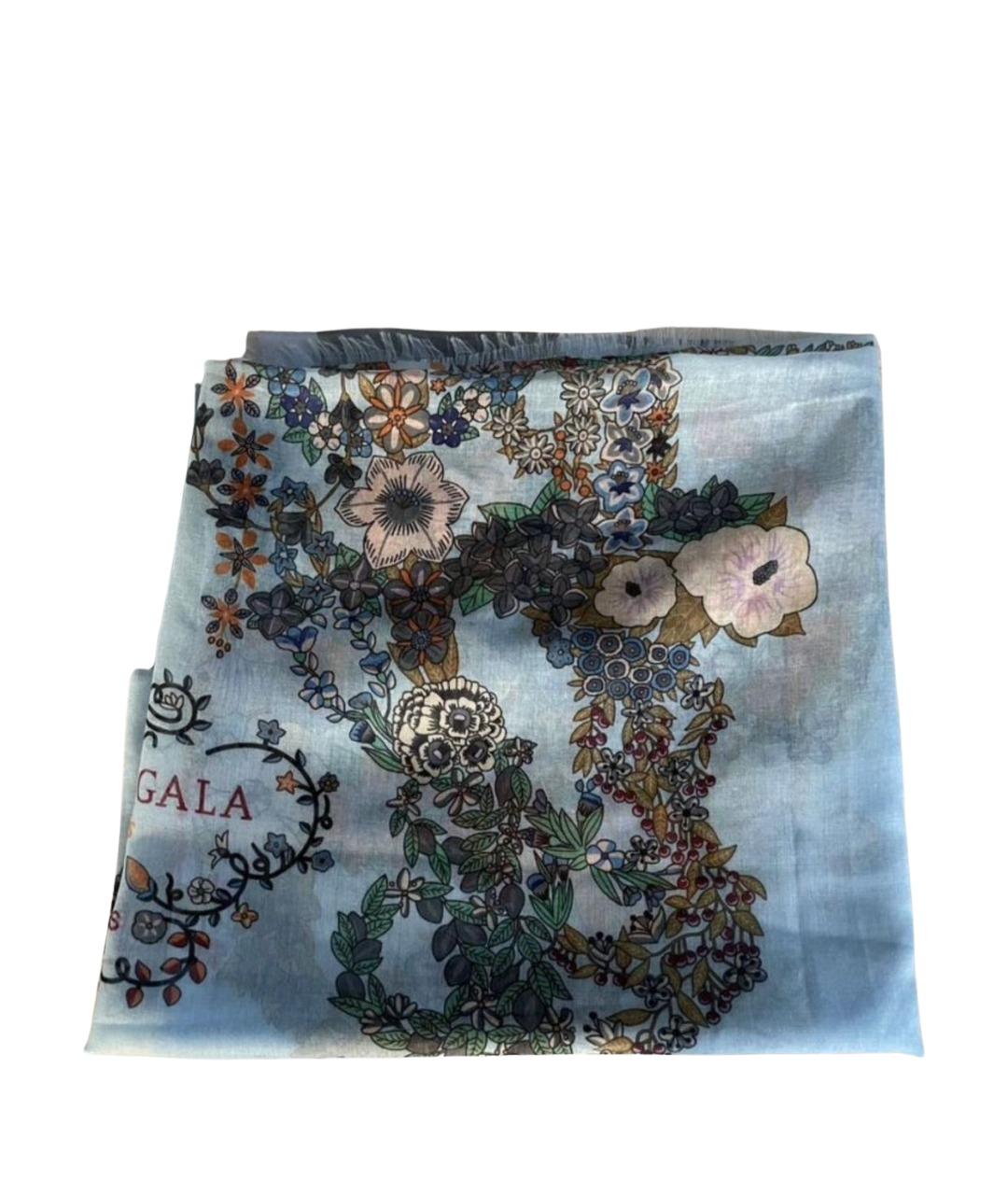 HERMES Голубой шерстяной платок, фото 4