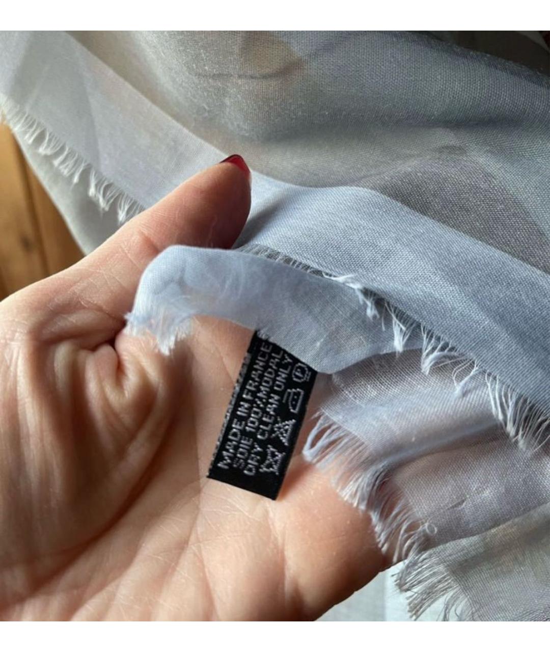 HERMES Голубой шерстяной платок, фото 5