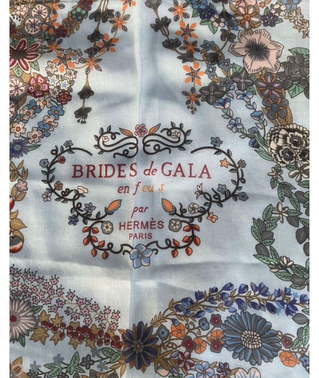 HERMES Голубой шерстяной платок, фото 2