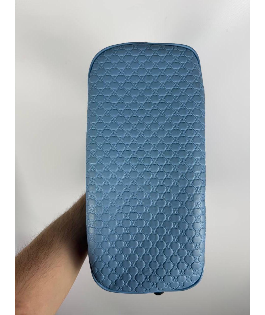 GUCCI Голубая кожаная сумка с короткими ручками, фото 7