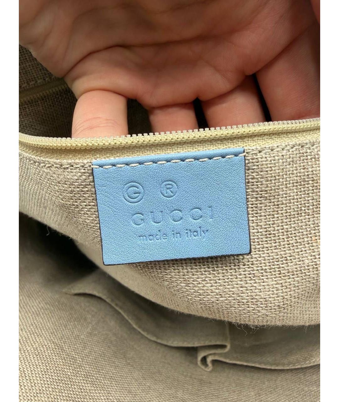 GUCCI Голубая кожаная сумка с короткими ручками, фото 4