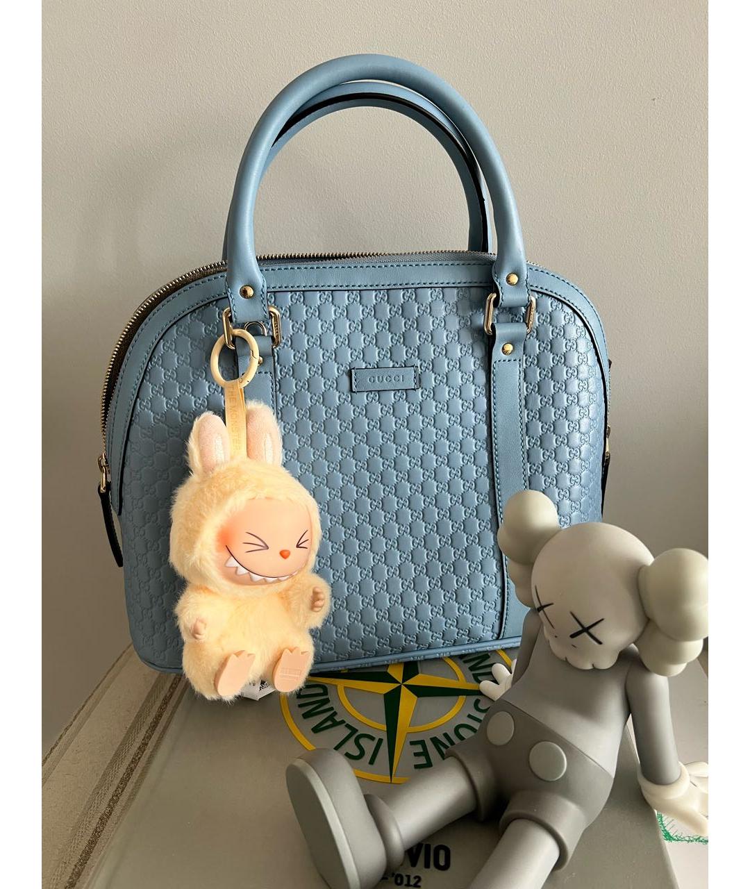 GUCCI Голубая кожаная сумка с короткими ручками, фото 2