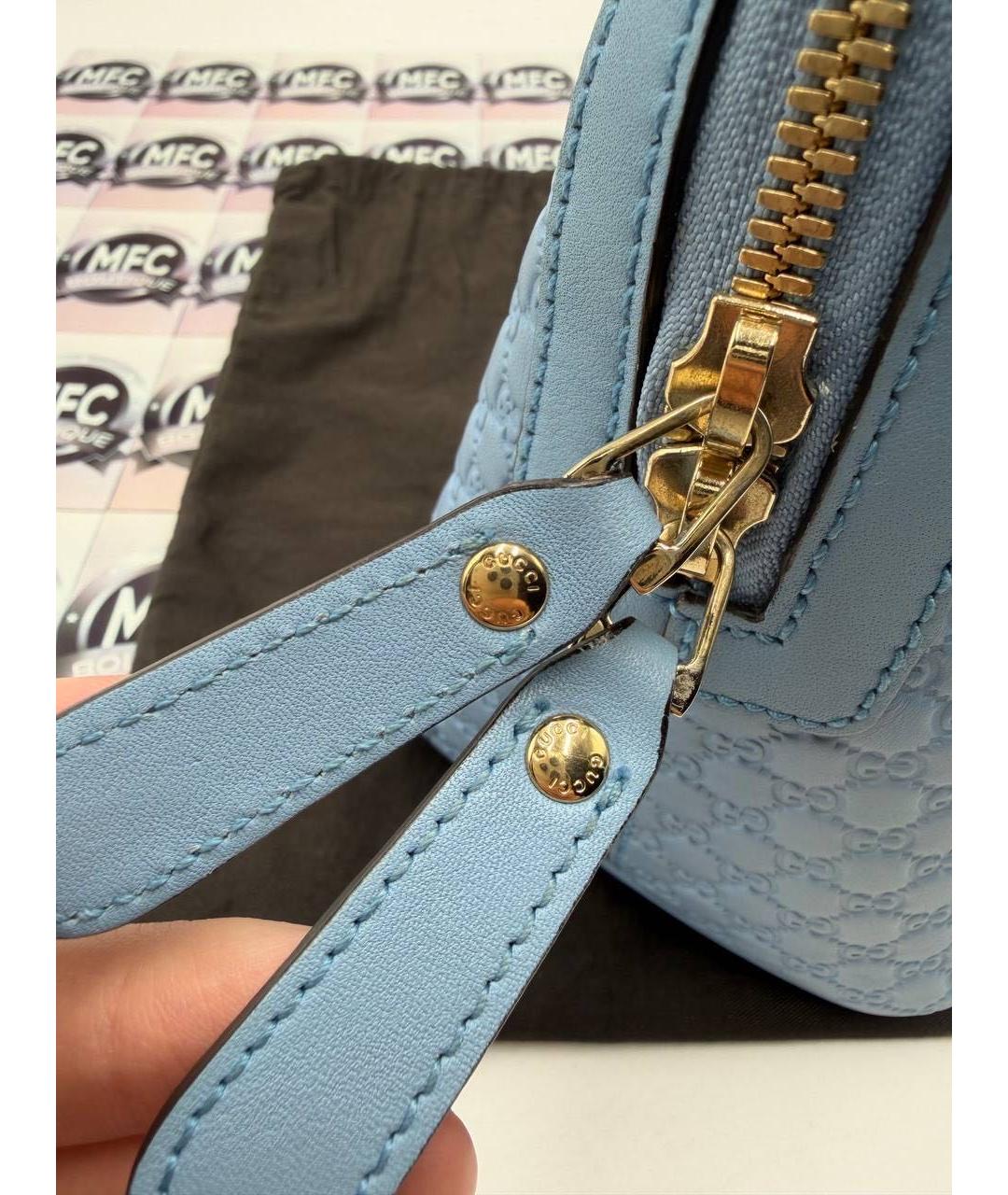 GUCCI Голубая кожаная сумка с короткими ручками, фото 3