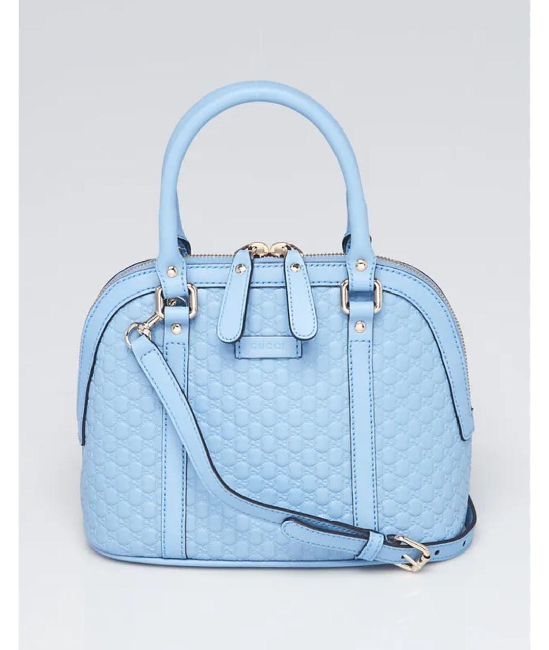 GUCCI Голубая кожаная сумка с короткими ручками, фото 9