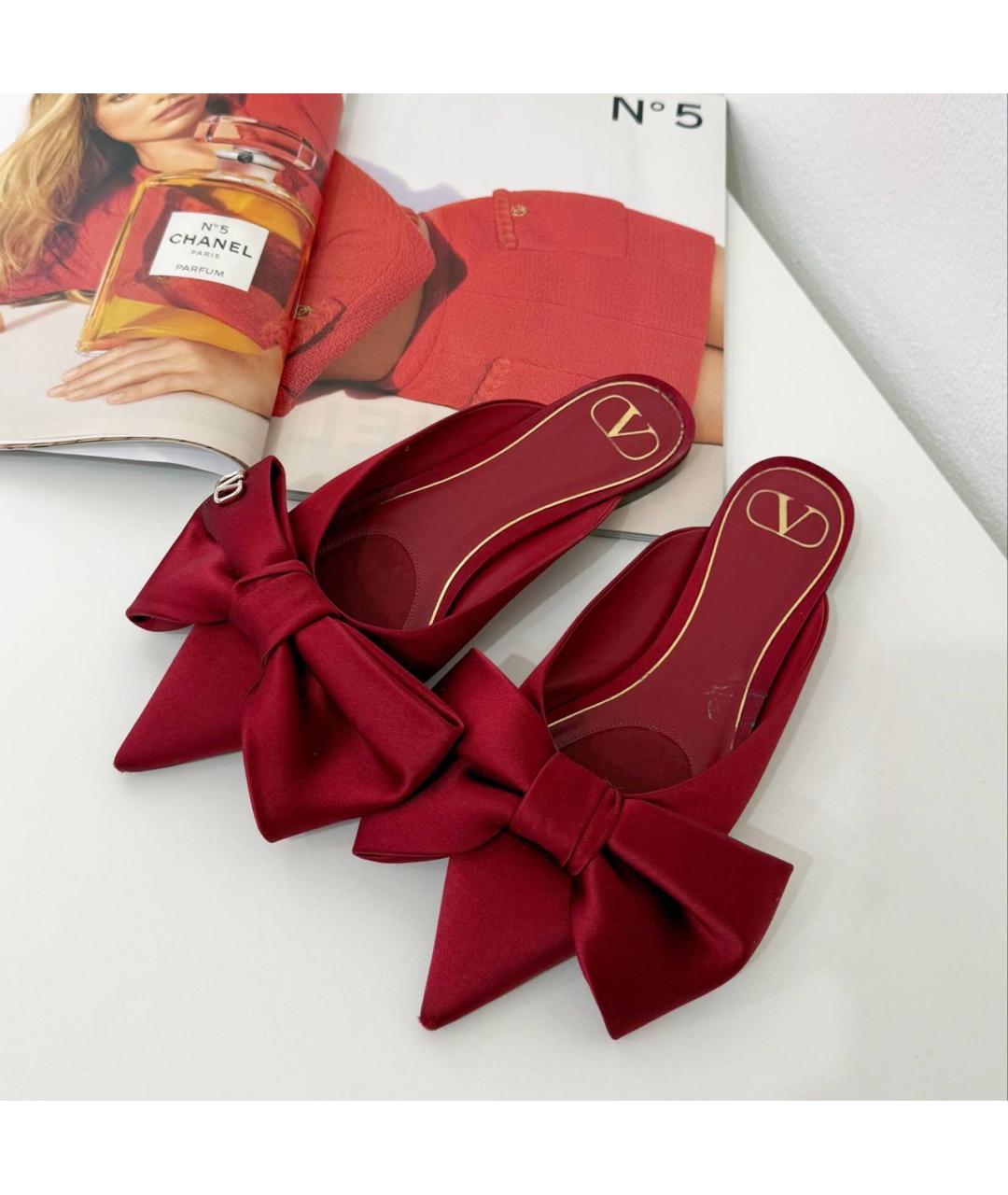 VALENTINO Красные текстильные мюли, фото 2