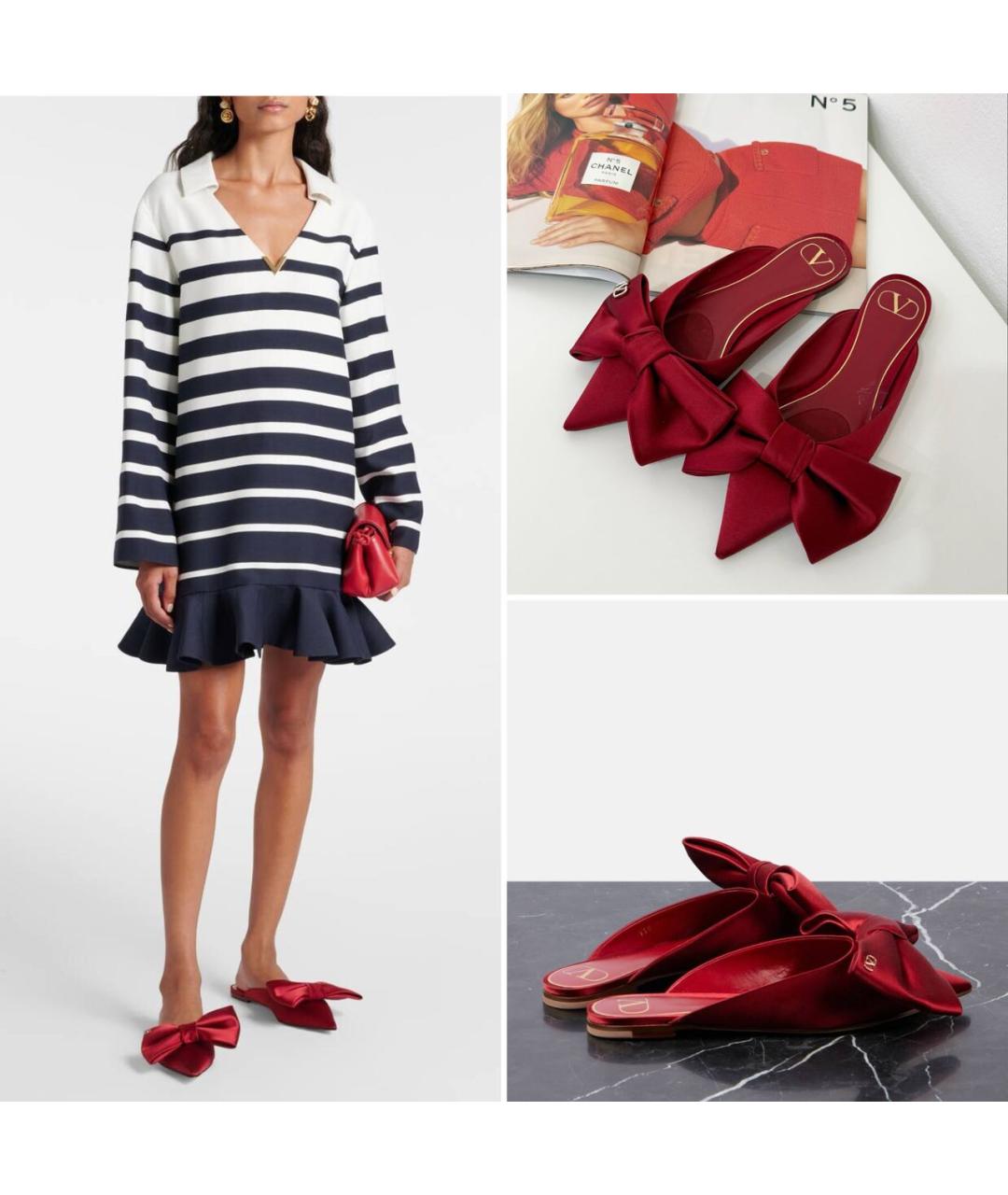 VALENTINO Красные текстильные мюли, фото 7