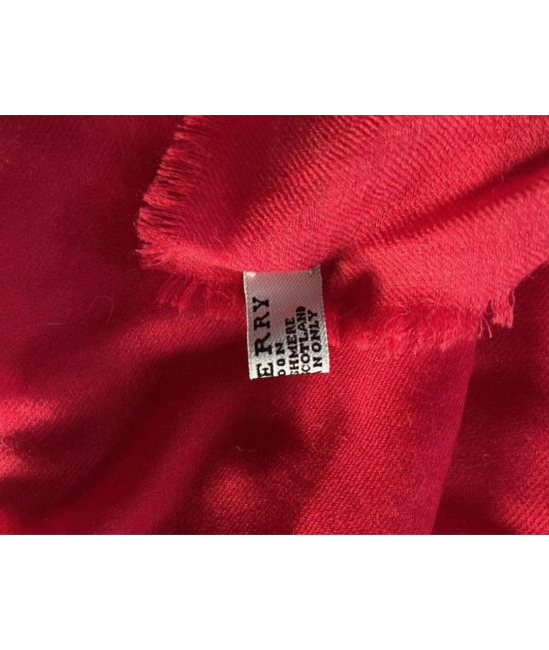 BURBERRY Красный кашемировый платок, фото 5