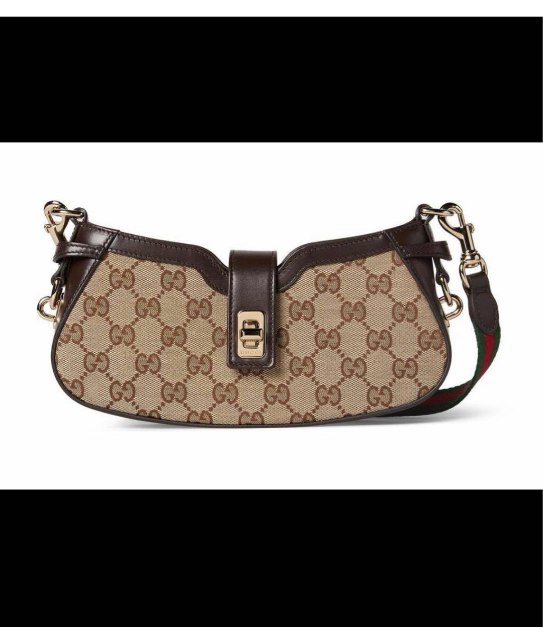 GUCCI Коричневая тканевая сумка с короткими ручками, фото 8
