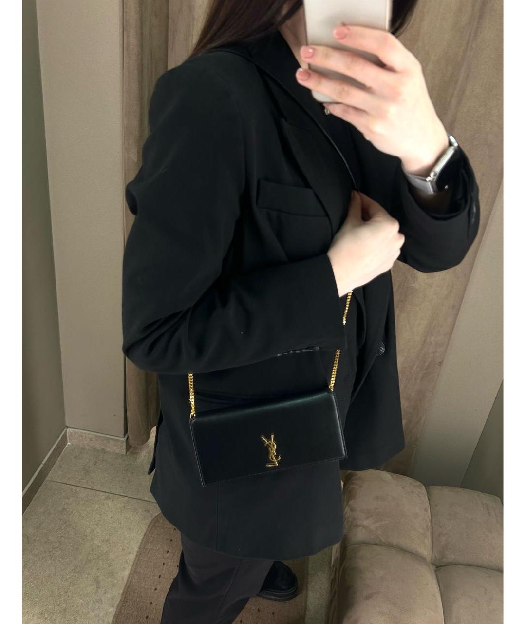 SAINT LAURENT Черная кожаная сумка через плечо, фото 6