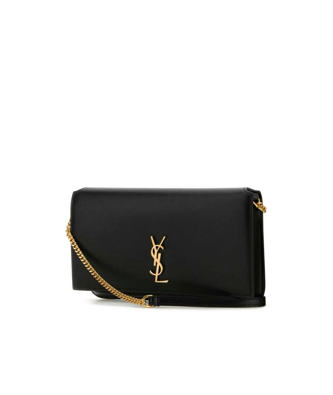 SAINT LAURENT Черная кожаная сумка через плечо, фото 2
