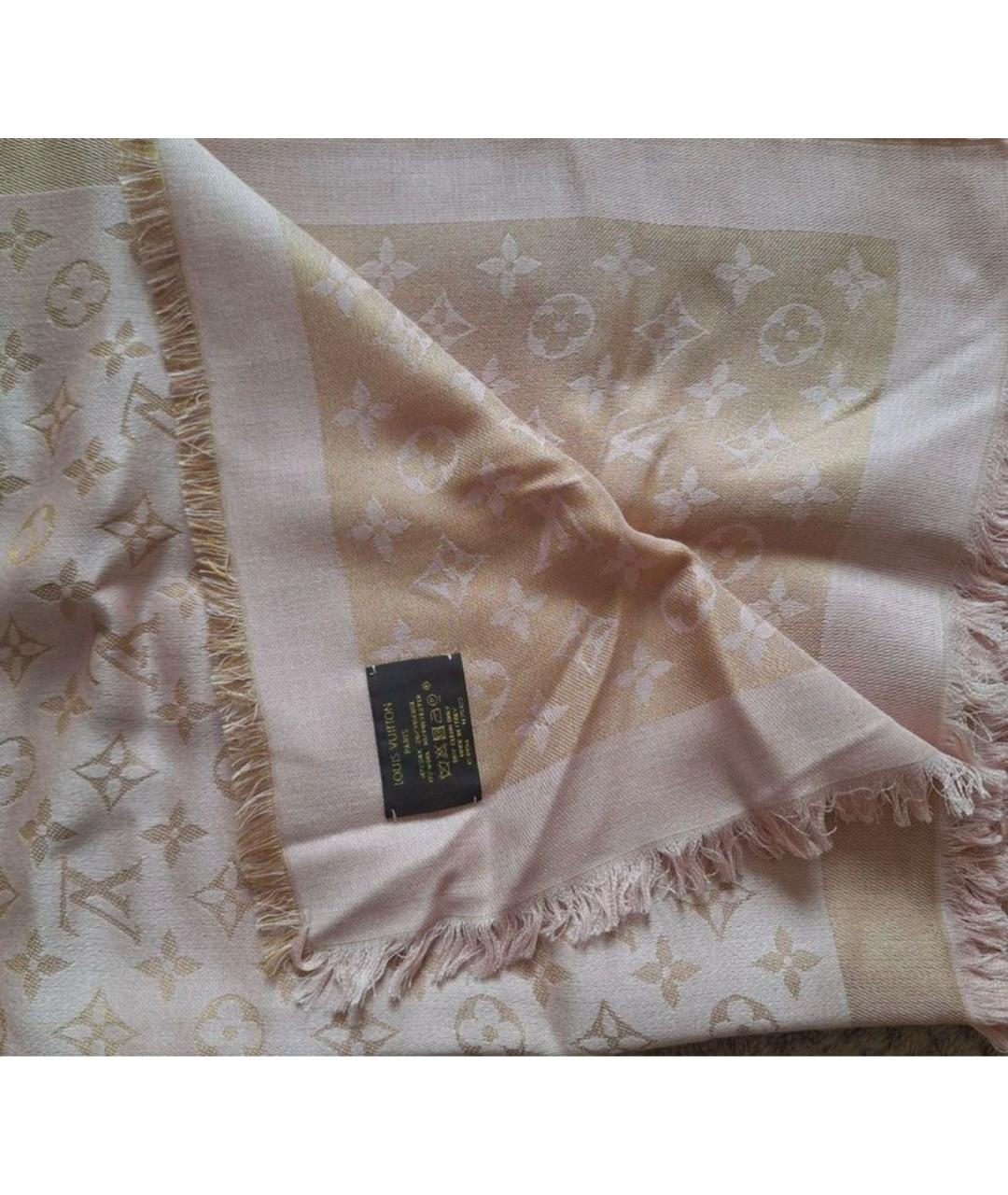 LOUIS VUITTON Розовый шелковый платок, фото 2