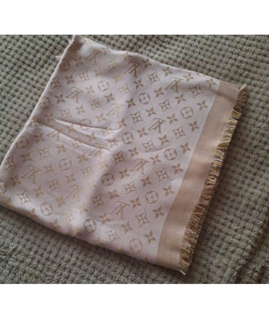 LOUIS VUITTON Розовый шелковый платок, фото 5