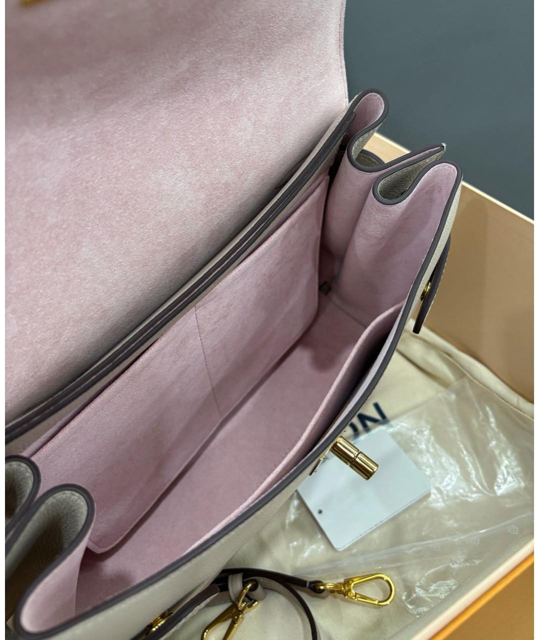 LOUIS VUITTON Бежевая кожаная сумка с короткими ручками, фото 8