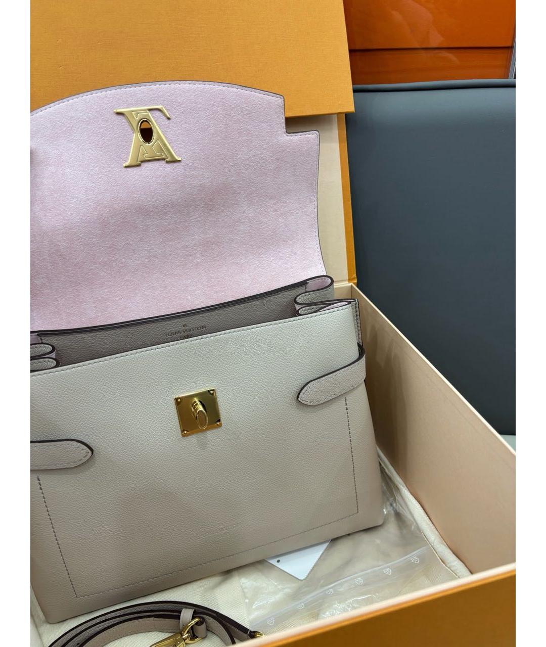 LOUIS VUITTON Бежевая кожаная сумка с короткими ручками, фото 7