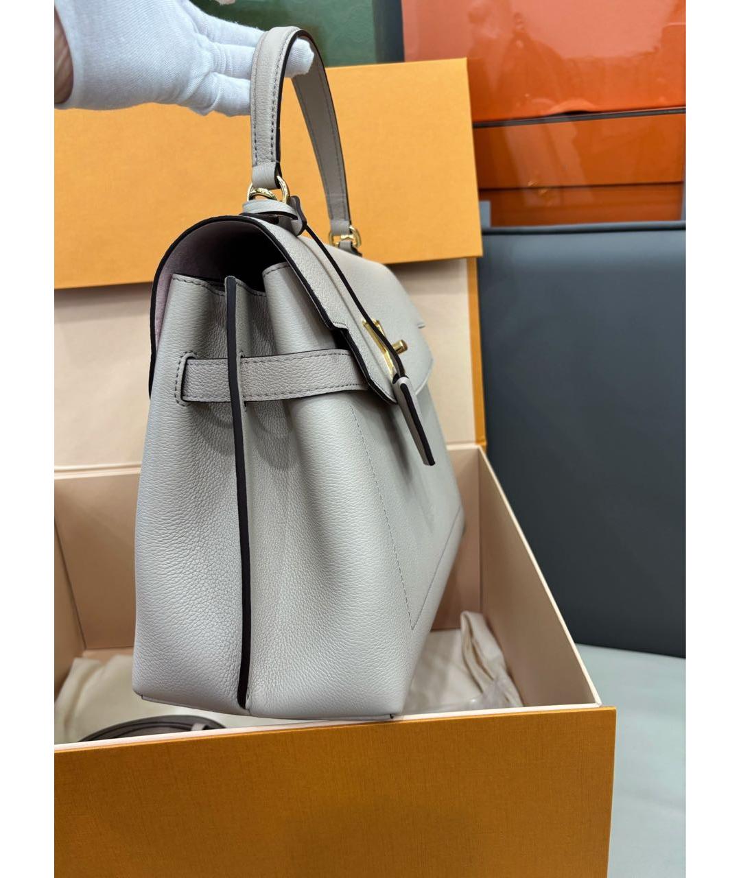 LOUIS VUITTON Бежевая кожаная сумка с короткими ручками, фото 4