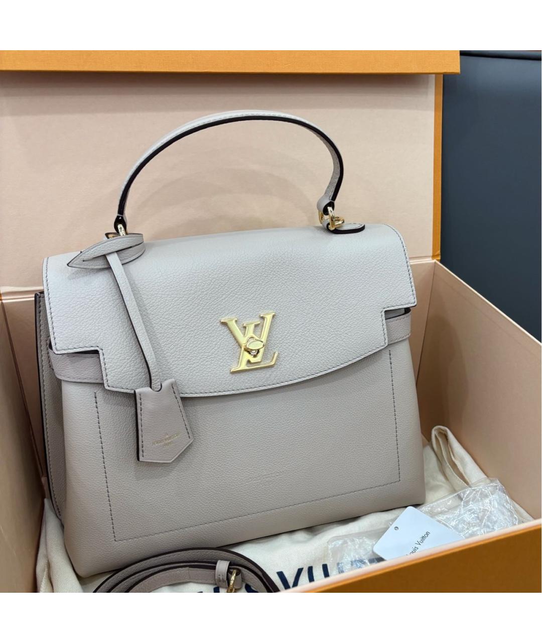 LOUIS VUITTON Бежевая кожаная сумка с короткими ручками, фото 9