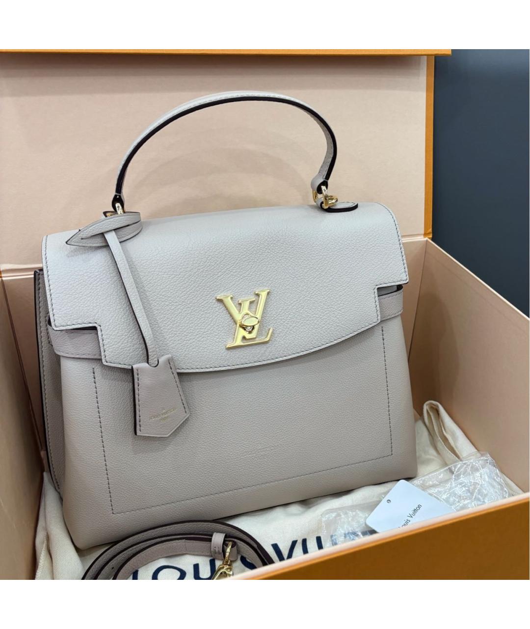 LOUIS VUITTON Бежевая кожаная сумка с короткими ручками, фото 2