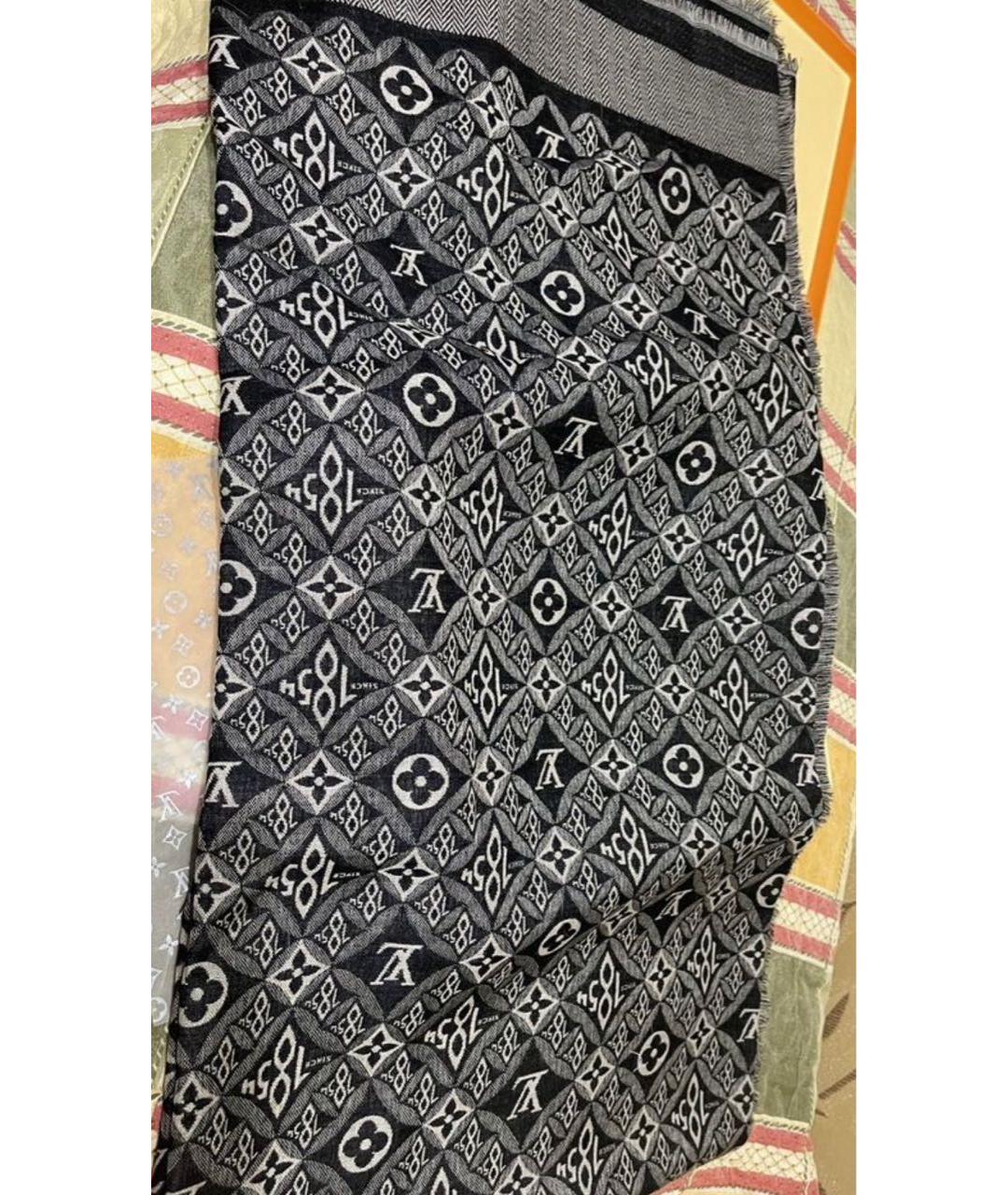 LOUIS VUITTON Серый шелковый платок, фото 3