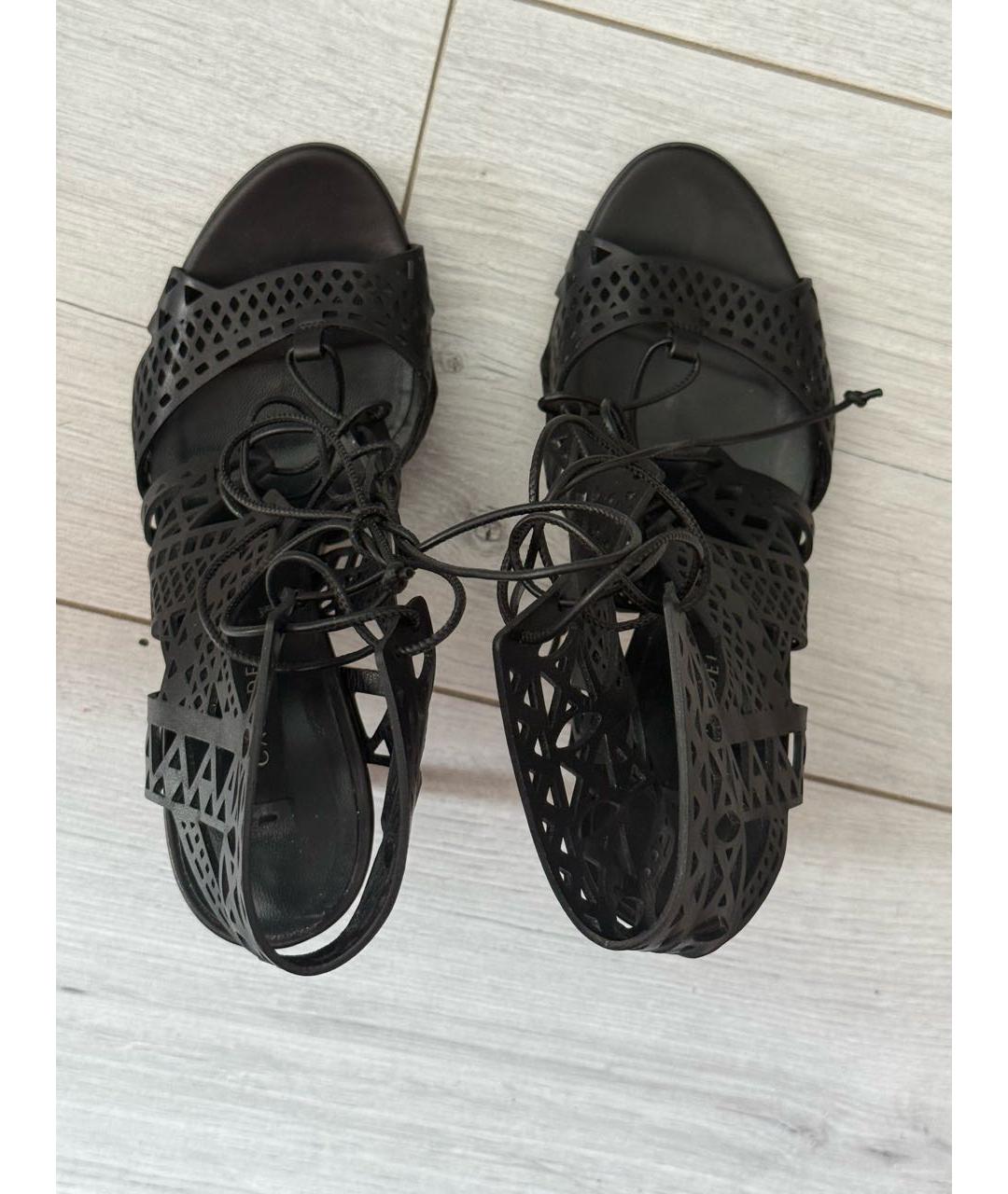 CASADEI Черные кожаные босоножки, фото 5