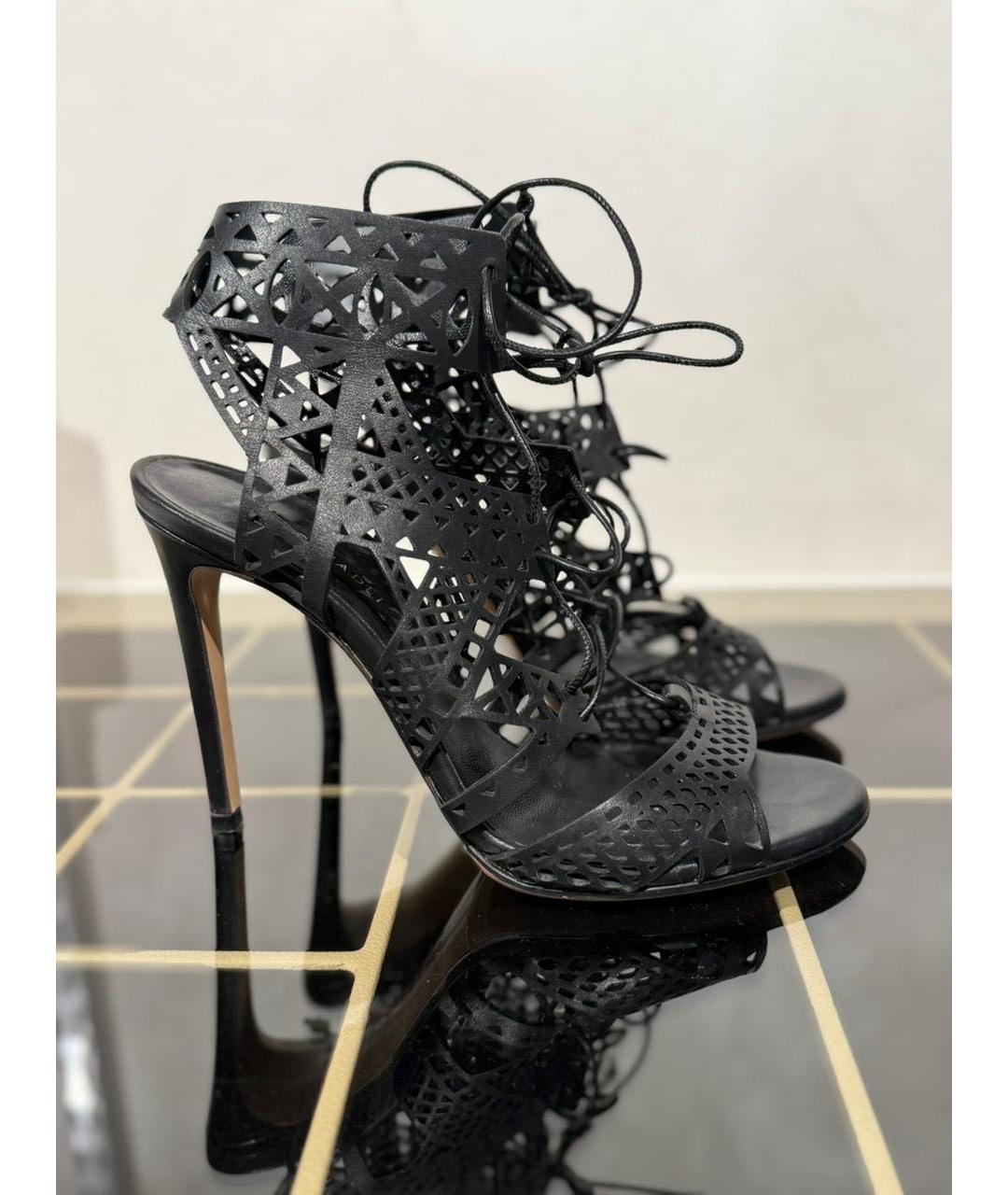 CASADEI Черные кожаные босоножки, фото 9