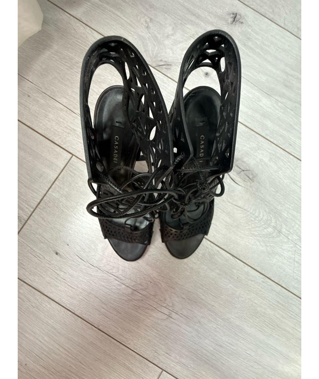 CASADEI Черные кожаные босоножки, фото 3