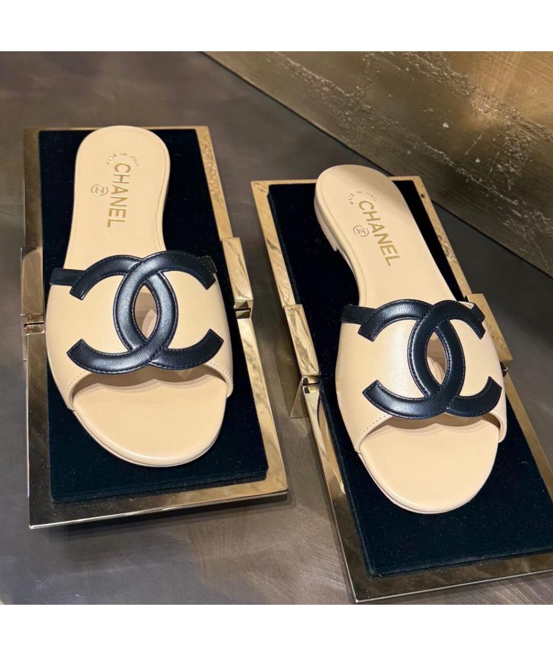 CHANEL Белые кожаные босоножки, фото 5