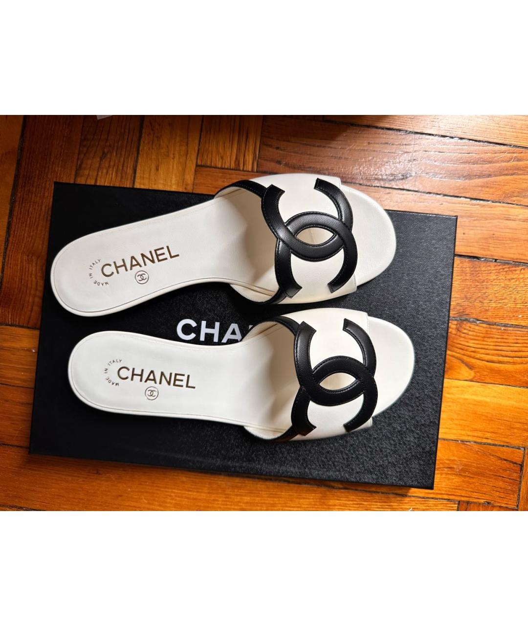 CHANEL Белые кожаные босоножки, фото 6