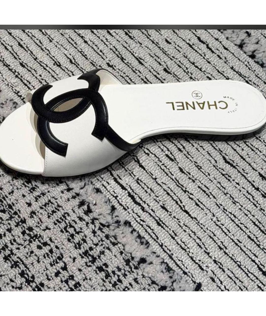 CHANEL Белые кожаные босоножки, фото 4