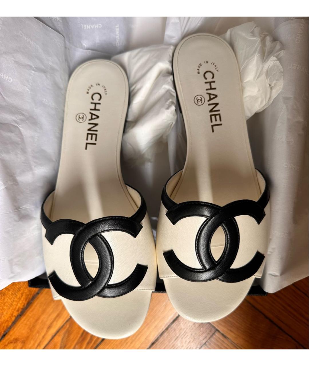 CHANEL Белые кожаные босоножки, фото 2