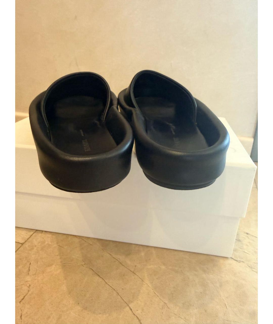 KHAITE Черные кожаные шлепанцы, фото 3