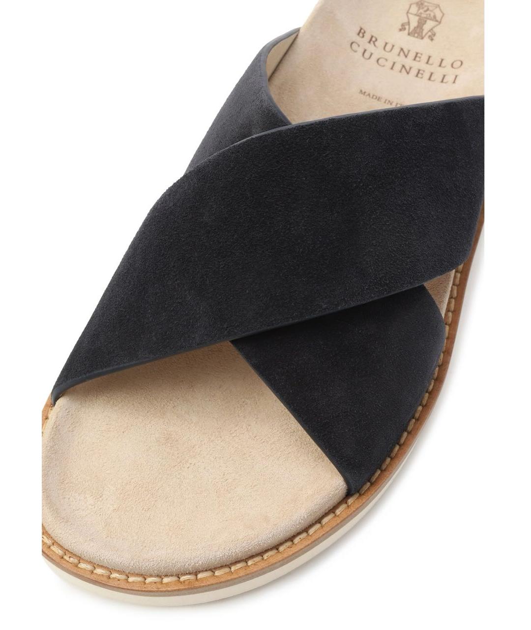 BRUNELLO CUCINELLI Мульти кожаные шлепанцы, фото 5