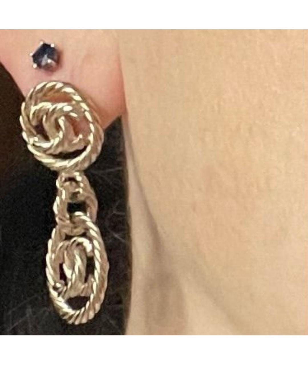 CHANEL Золотые металлические серьги, фото 2