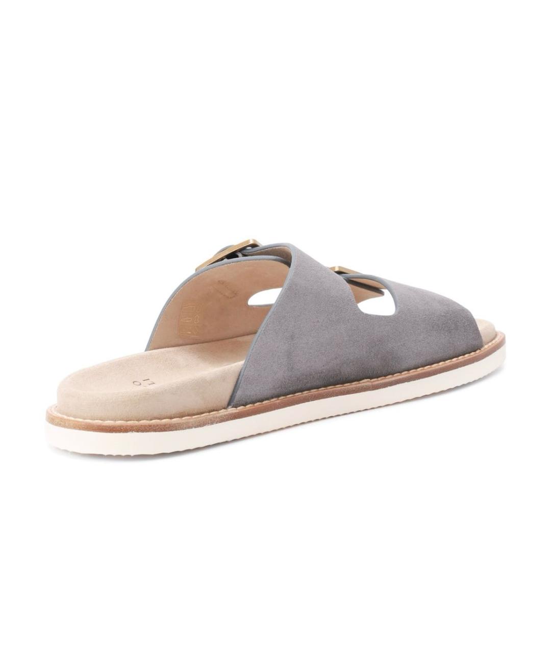 BRUNELLO CUCINELLI Серые замшевые шлепанцы, фото 4