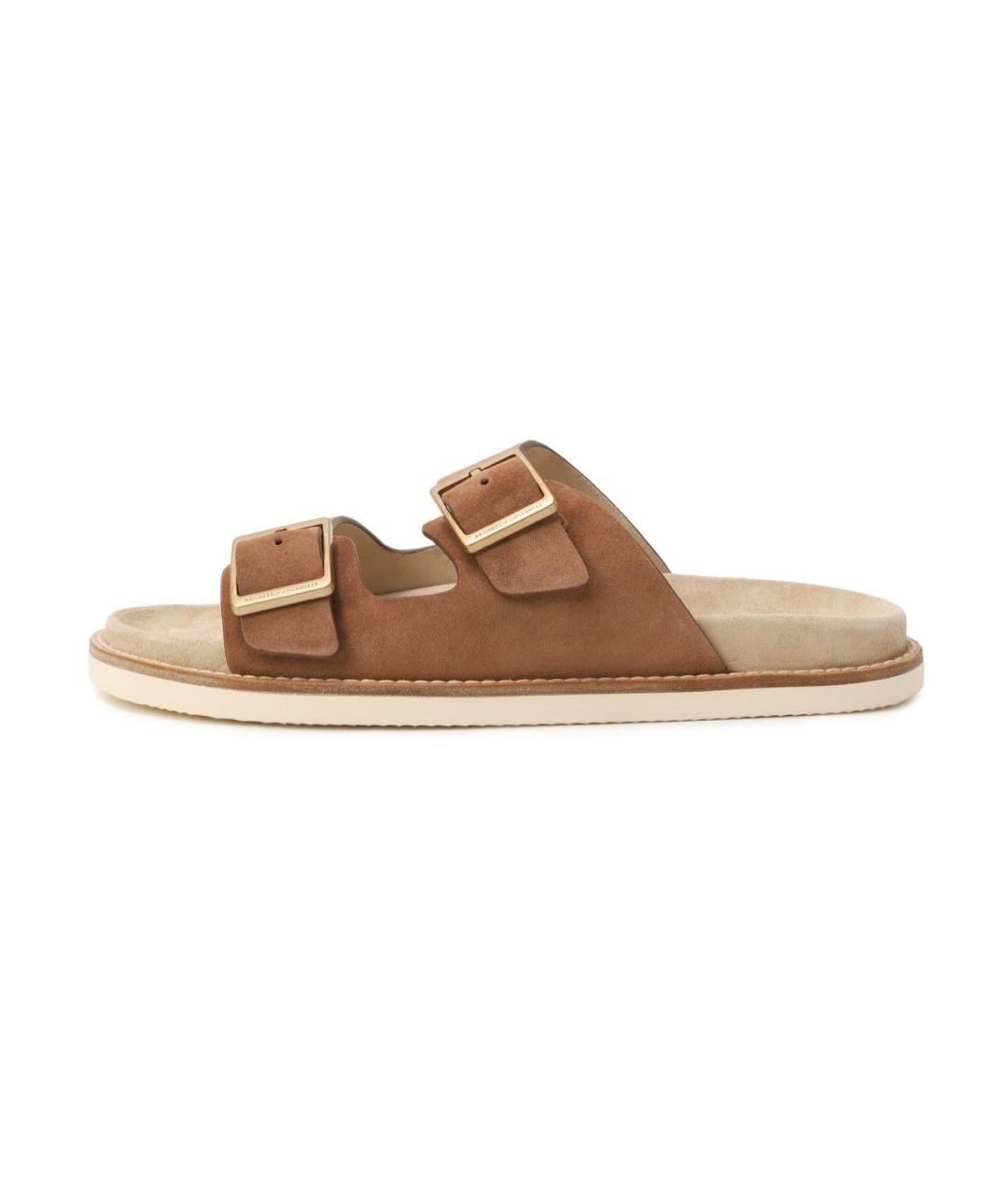 BRUNELLO CUCINELLI Коричневые кожаные шлепанцы, фото 6