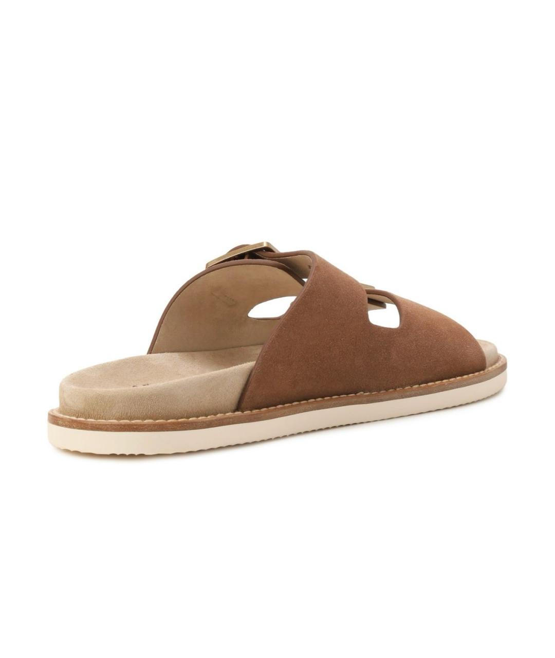 BRUNELLO CUCINELLI Коричневые кожаные шлепанцы, фото 4