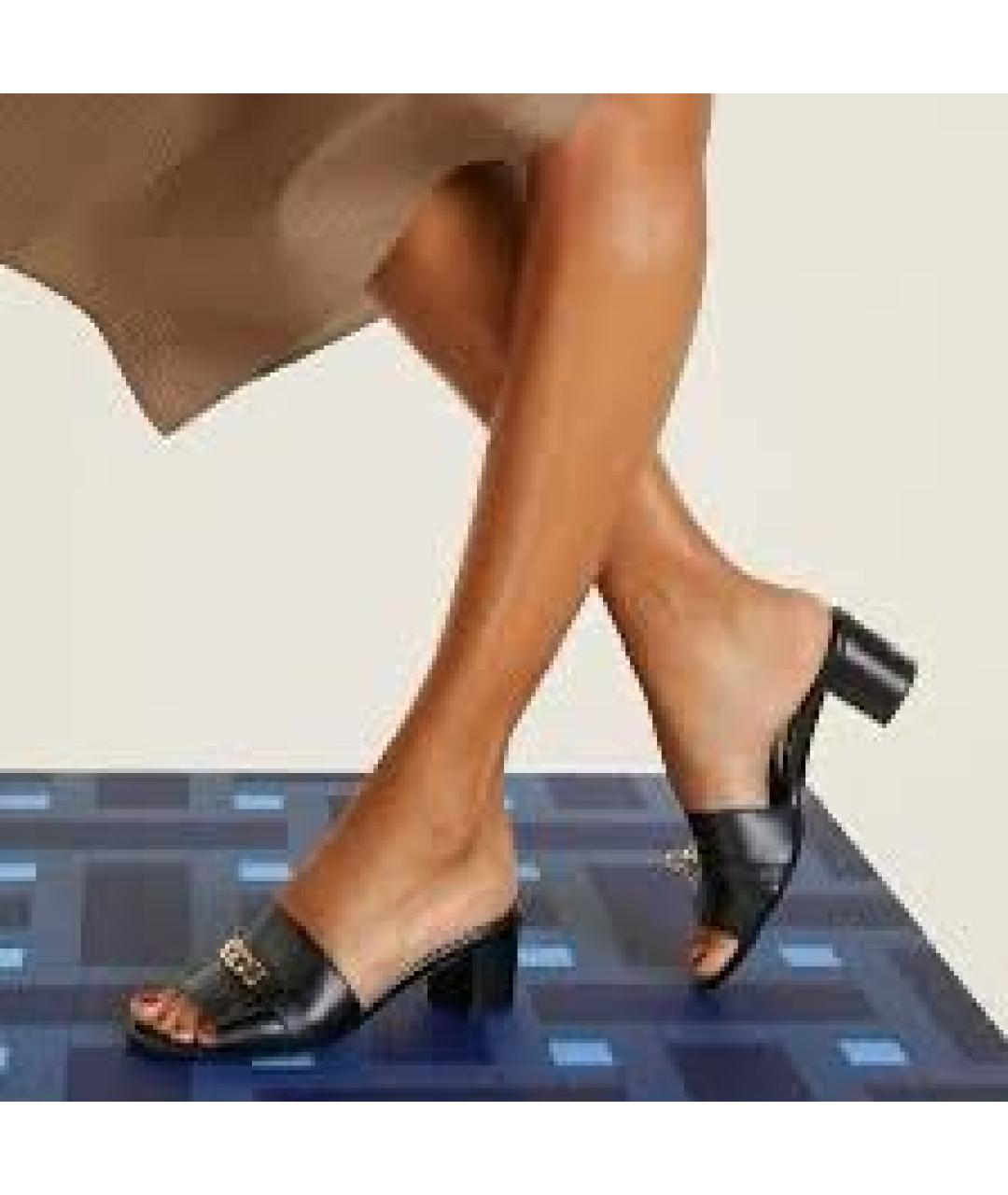 HERMES Черные кожаные сабо, фото 5