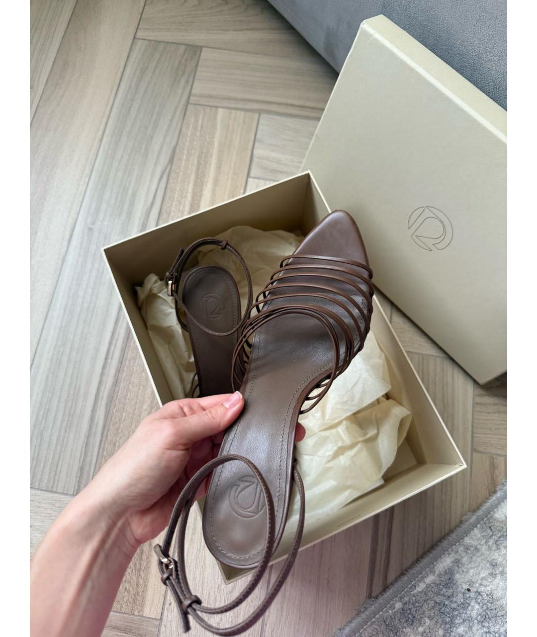 12 STOREEZ Коричневые кожаные босоножки, фото 4