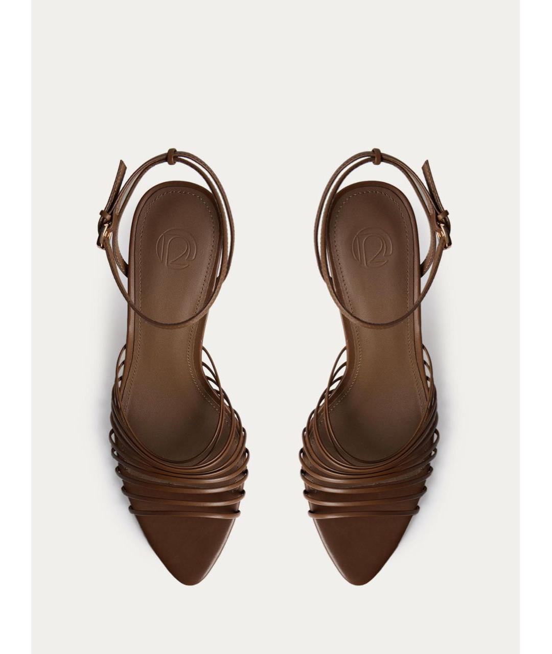 12 STOREEZ Коричневые кожаные босоножки, фото 2