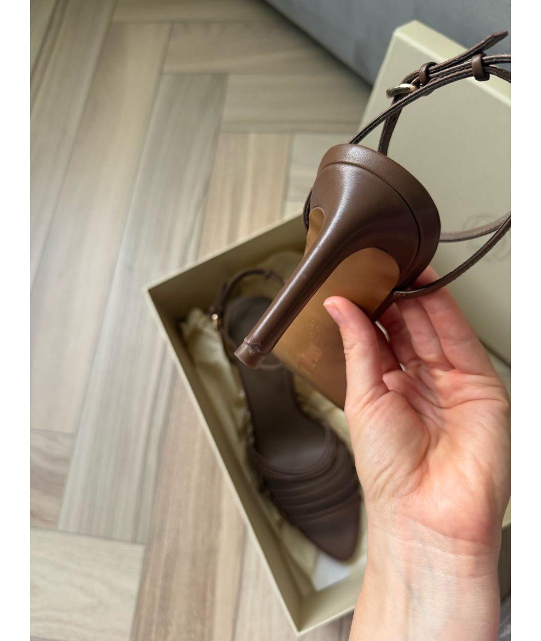 12 STOREEZ Коричневые кожаные босоножки, фото 6