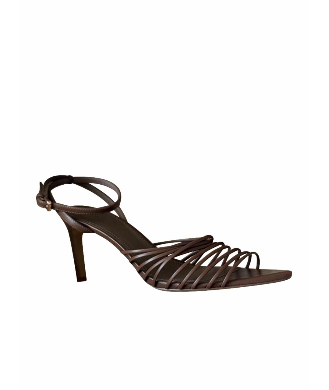 12 STOREEZ Коричневые кожаные босоножки, фото 1