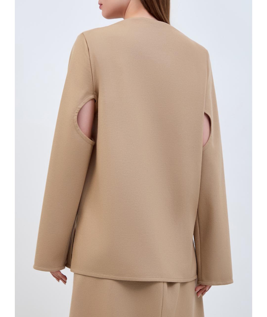 JIL SANDER Бежевый шерстяной джемпер / свитер, фото 4