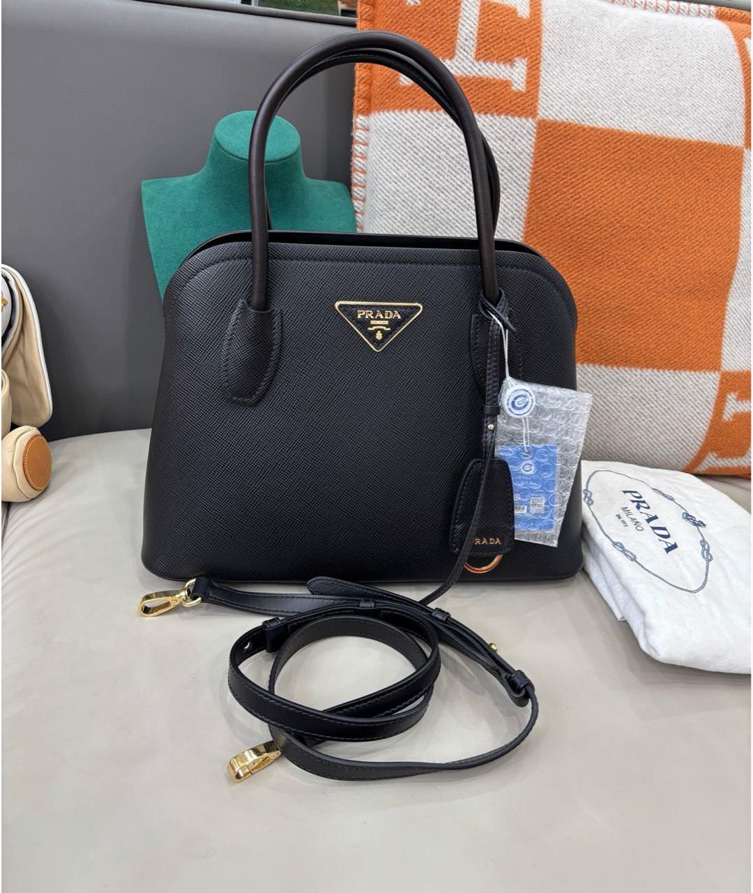 PRADA Черная кожаная сумка с короткими ручками, фото 8