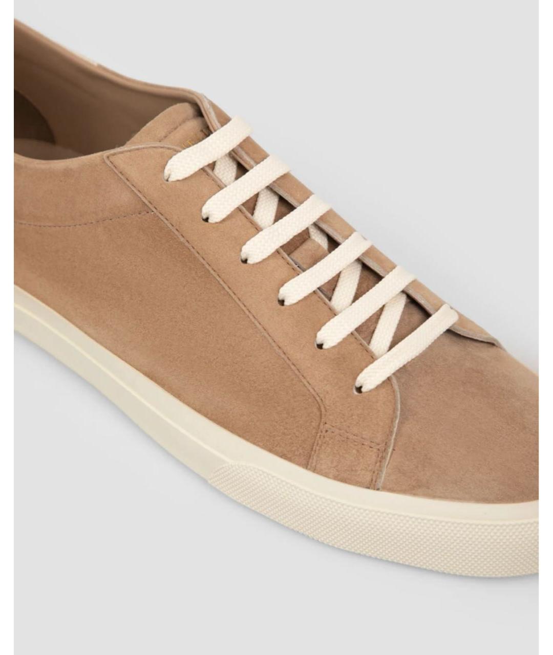 BRUNELLO CUCINELLI Бежевые замшевые низкие кроссовки / кеды, фото 3