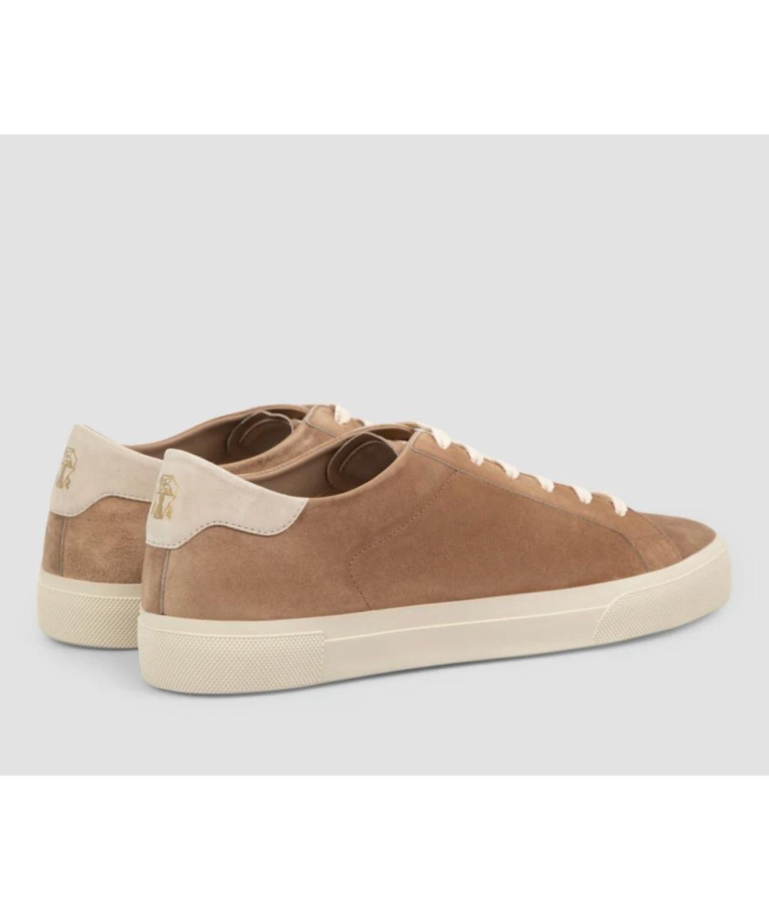 BRUNELLO CUCINELLI Бежевые замшевые низкие кроссовки / кеды, фото 4