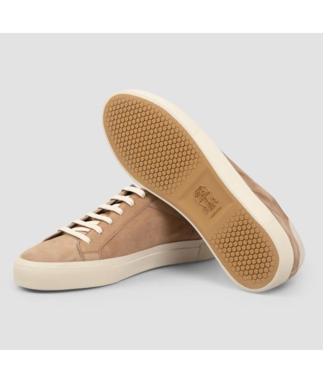 BRUNELLO CUCINELLI Бежевые замшевые низкие кроссовки / кеды, фото 6