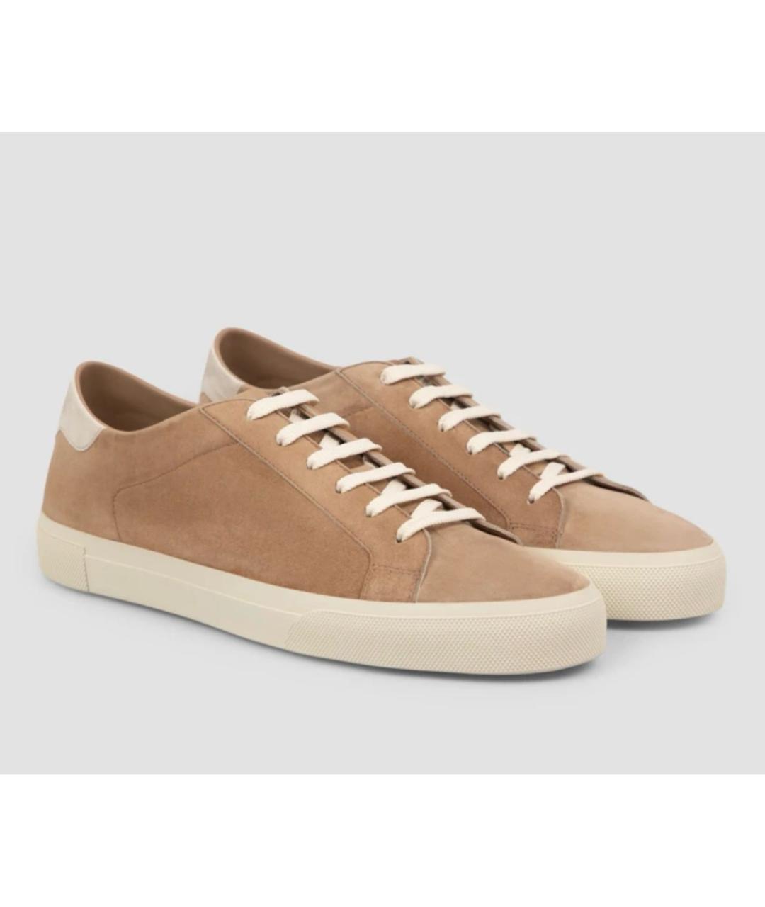 BRUNELLO CUCINELLI Бежевые замшевые низкие кроссовки / кеды, фото 2