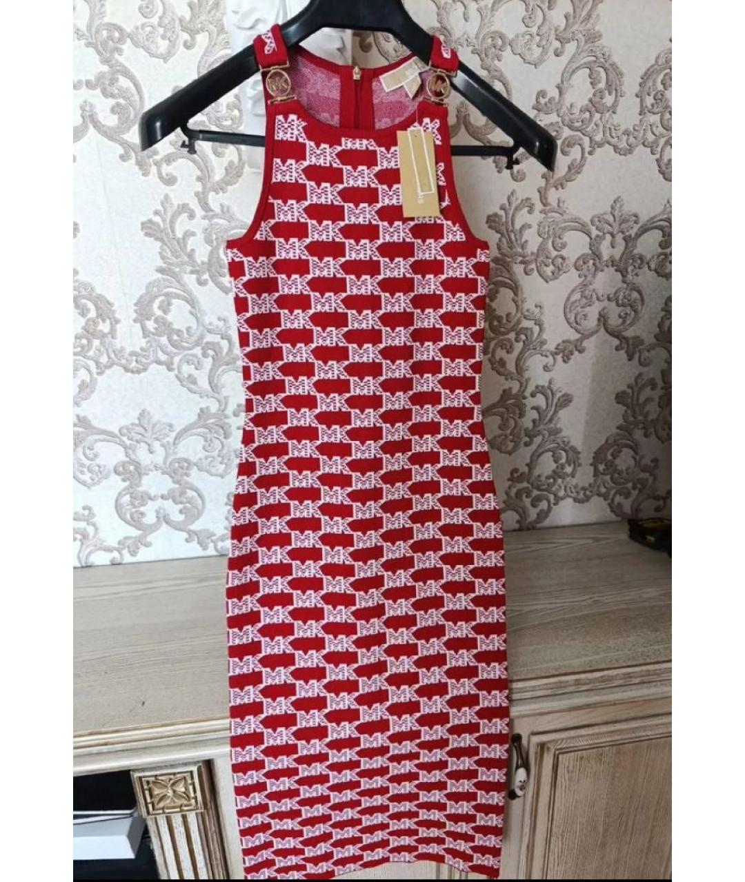 MICHAEL KORS Красное вискозное повседневное платье, фото 2